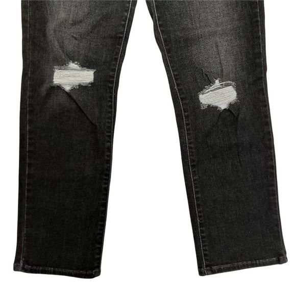 Levi's 724 Womens High Rise Straight Jeans 28 Black Distressed Stretch Denim - Picture 4 of 8